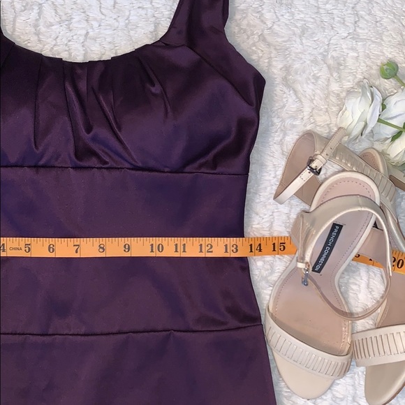 Bisou Bisou satin plum lightly form fitting dress - Picture 7 of 8